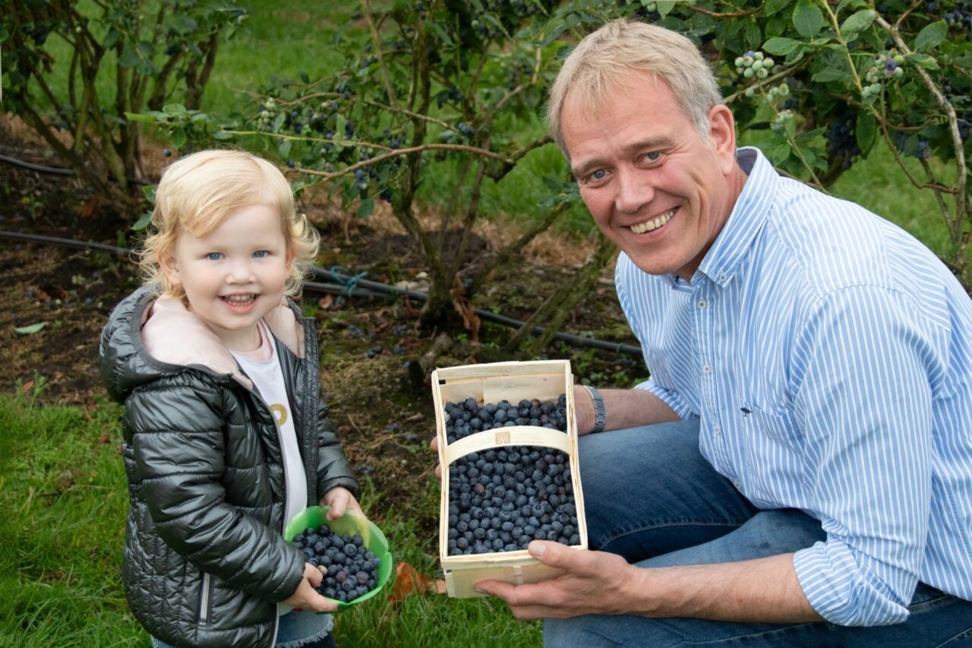 Die zweijährige Lani ist ein echter Blaubeer-Fan und kam mit ihrer Oma zu Eberhard Schmückers Hof, um die Beeren eigenhändig zu pflücken.