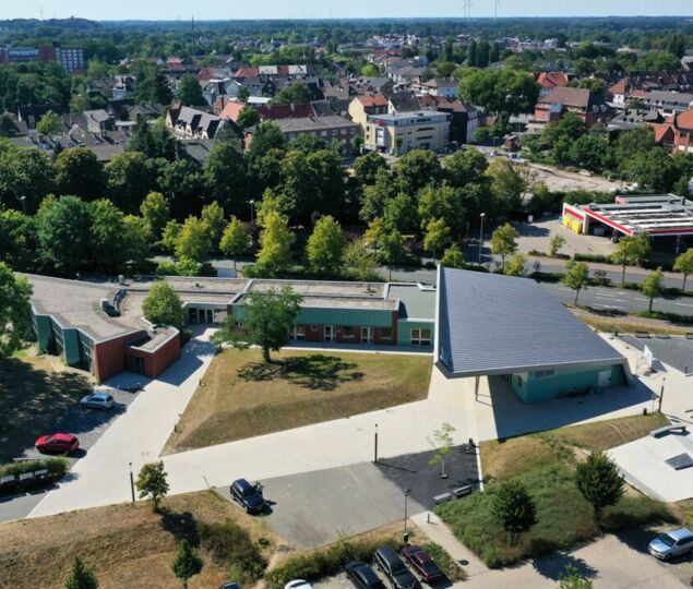 Treffpunkt Altstadt in einer Drohnenaufnahme von August 2022