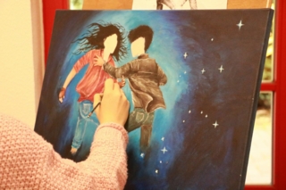 Das Malatelier intensiv in der Jugendkunstschule Gladbeck beim Herbstferienprogramm.
